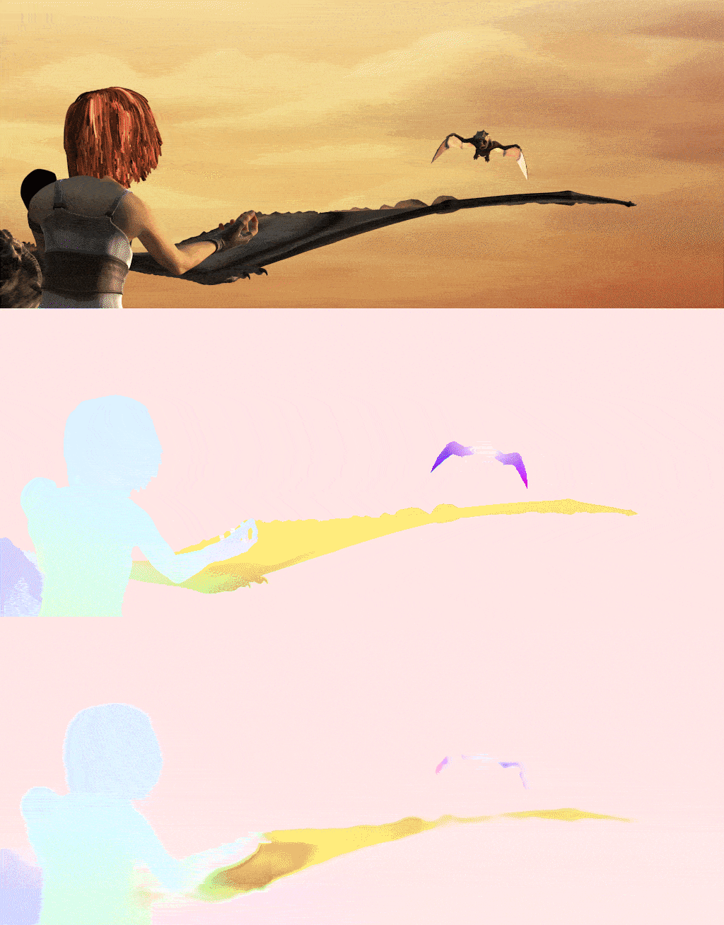 Optical Flow results gif for Temple 3 scene